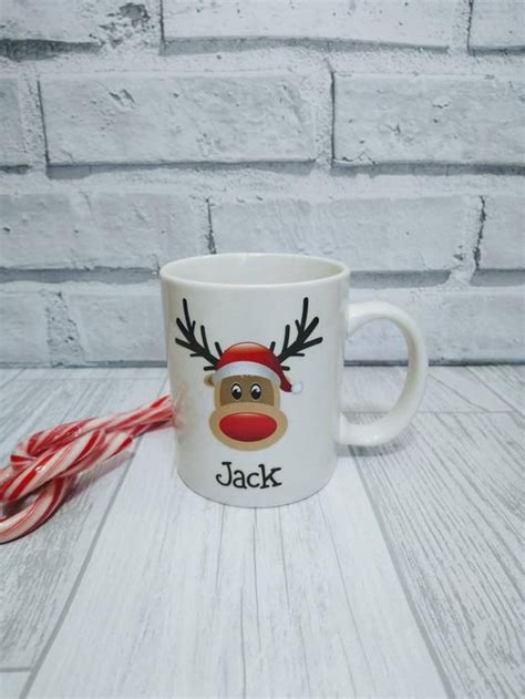 Christmas Reindeer Mug Xmas Eve Hot Chocolate Cup Etsy Uk Diy