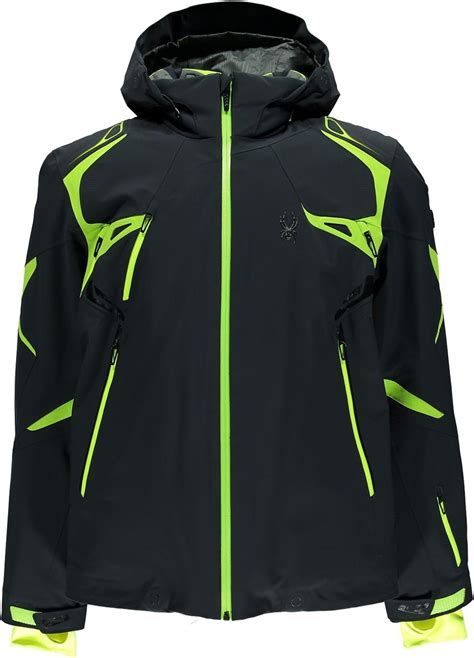 Spyder Pinnacle Mens Ski Jacket Black Noirlimejaune Sizefr S