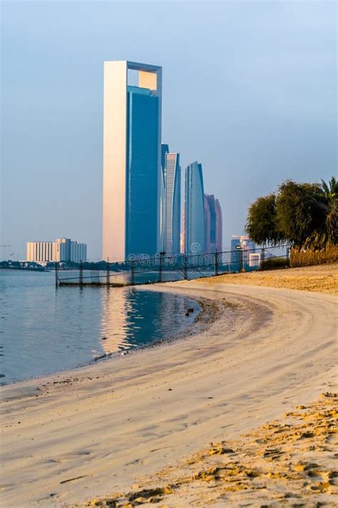 A Beautiful Sunrise View Of Abu Dhabi City From Marina Breakwater Abu