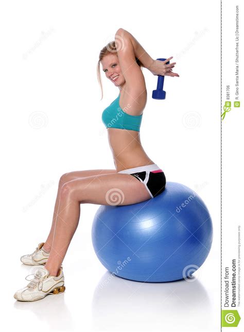 Woman Exercising Sitting On Fitness Ball Royalty Free