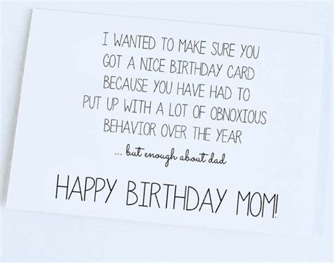Mother Birthday Mom Birthday Funny Birthday Card Silly Funny Joke