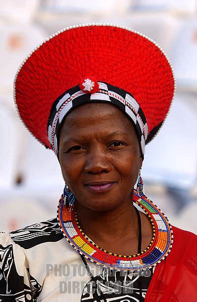 South African Woman Dressed In Traditional Beaded Hat Traditionally