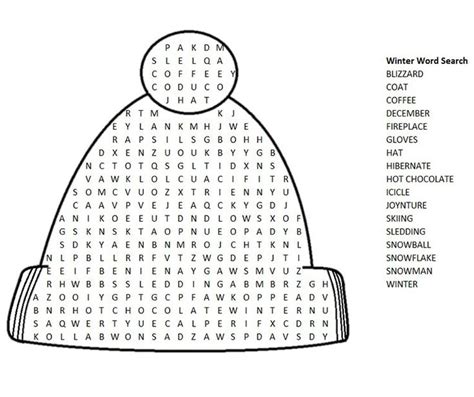 Free Winter Word Search Puzzles Coloring Pages Natural Coloringpages