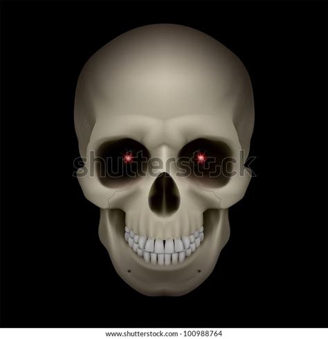 Illustration Skull Red Eyes On Black เวกเตอร์สต็อก ปลอดค่าลิขสิทธิ์