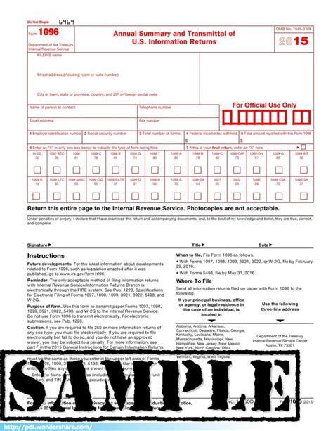 Irs 1096 Form Download Create Edit Fill And Print Printable Form 2021