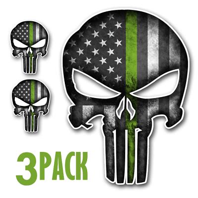 But how much do you actually know about this marvel character's mark? 3pk Military Thin Green Line Punisher Skull Army Ranger ...