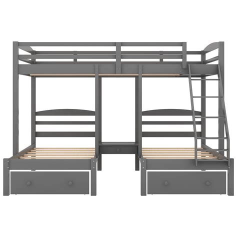 Kaayee Full Over Twin And Twin Bunk Bedtriple Bunk Bed With Drawers