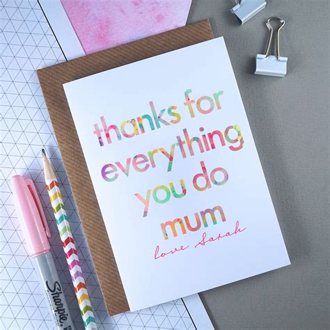 Thanks For Everything Mum Mothers Day Card By Rich Little Things