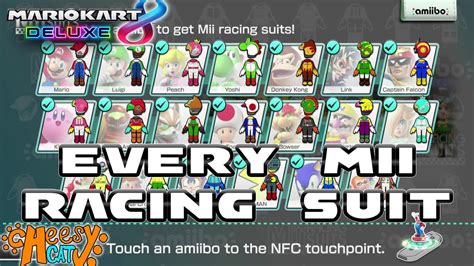 Mario Kart 8 Deluxe All Mii Racing Suits Amiibo Showcase Youtube