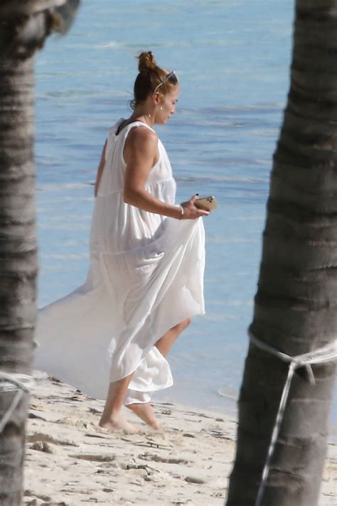 Jennifer Lopez In A Bikini Paddle Boarding On The Beach In Turks And