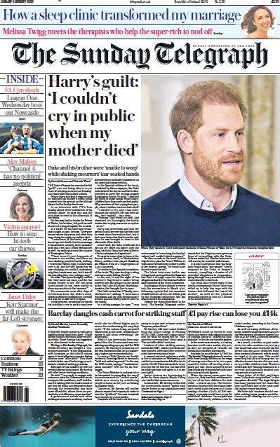 The Sunday Telegraph UK Front Page For 8 January 2023 Paperboy