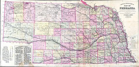 Antique Topographical Map Of Nebraska Old Cartographic Map Antique