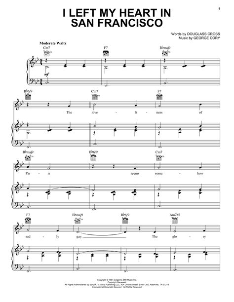 I Left My Heart In San Francisco Piano Vocal Sheet Music Ebook Downloads Ishesoc