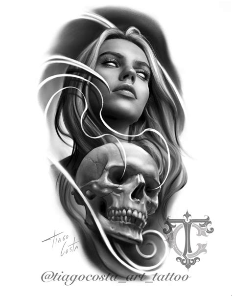 skull girl tattoo girl face tattoo skull tattoo design tattoo design drawings tattoo