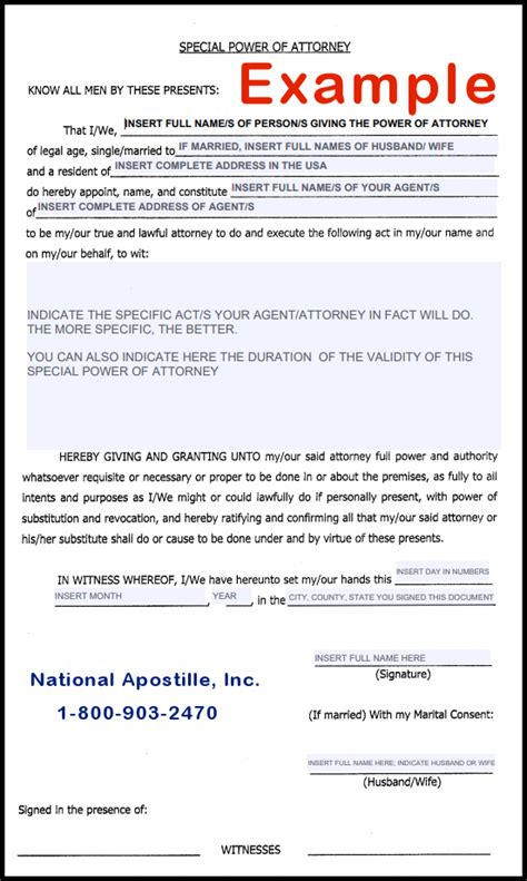 Special Power Of Attorney Spa Apostille