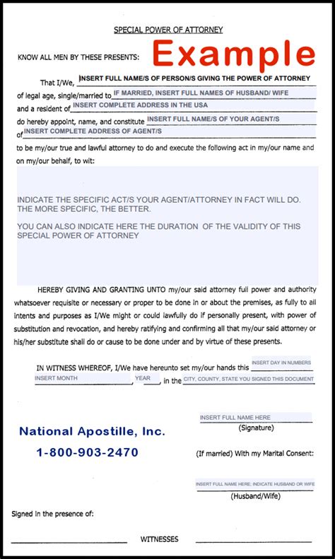 A principal may also revoke the power of attorney at any time as long as he or she is competent. Special Power of Attorney SPA Apostille