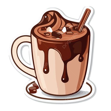 Hot Chocolate Sticker Clipart Vector Sticker Design With Cartoon Hot