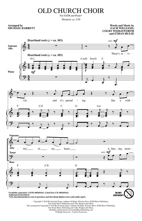 Old Church Choir Arr Michael Barrett Sheet Music Zach Williams