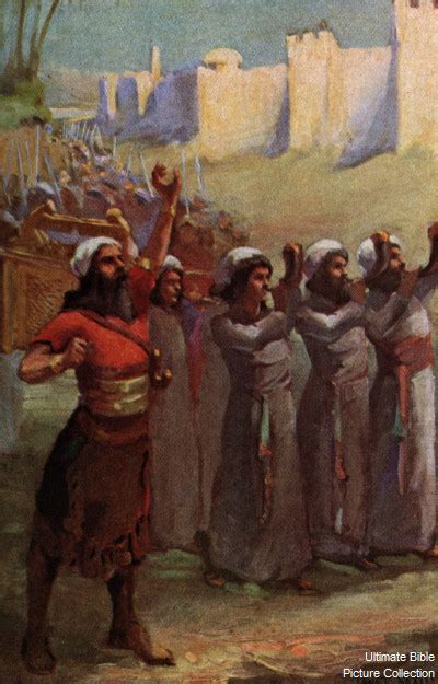 Joshua 6 Bible Pictures: Israel marching around the walls of Jericho