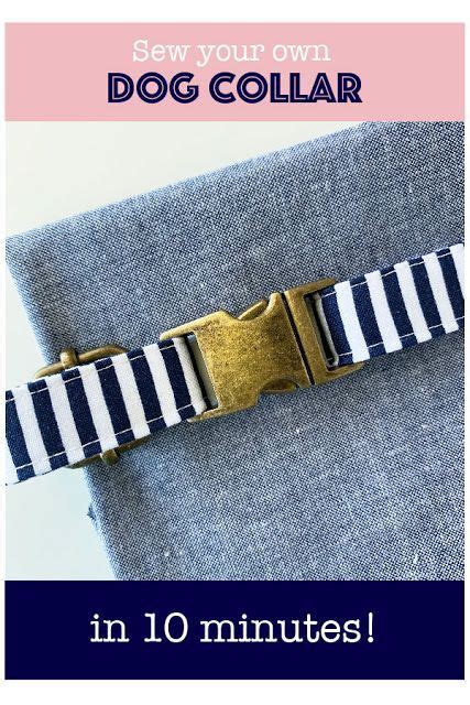 A Dog Collar Made Out Of Blue And White Striped Fabric With The Words