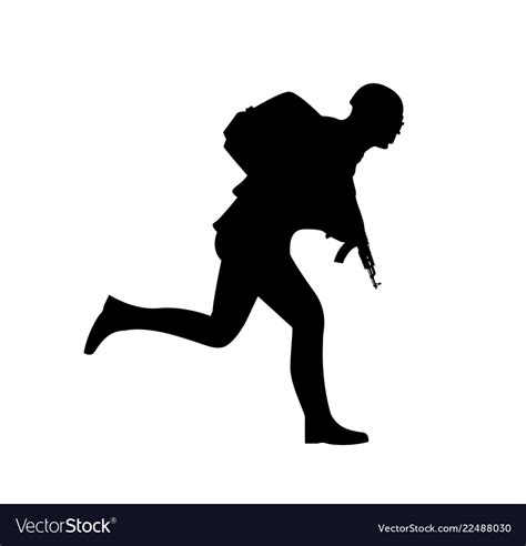 Silhouette Of A Running Soldier Royalty Free Vector Image