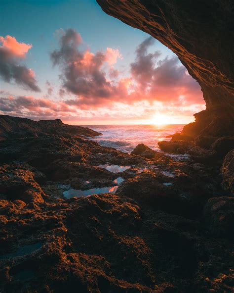 Sunset In A Sea Cave Laguna Beach California 1200x1500 Oc R