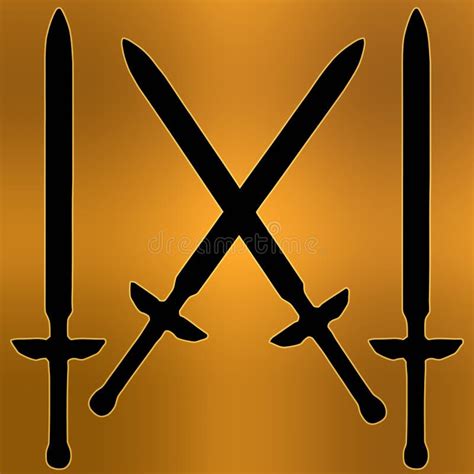 Coat Of Arms Golden Cross Sword Silhouette Stock Illustration