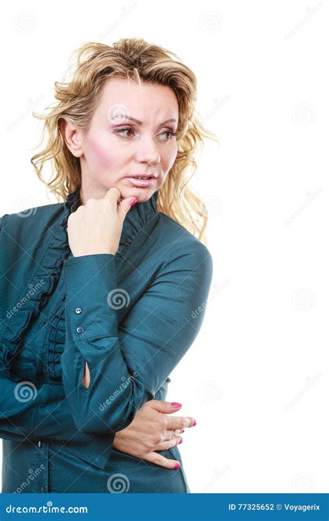 Worried Unhappy Blonde Woman Stock Photo Image Of Worry Stressed