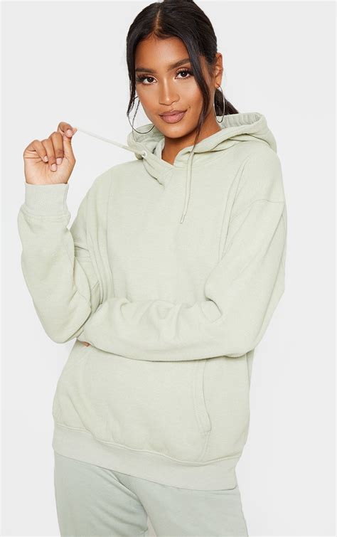 Sage Khaki Washed Ultimate Hoodie Tops Prettylittlething Usa