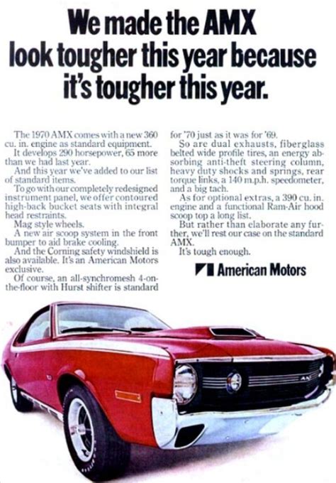 1970 Amx Ad Muscle Car Ads American Motors Automobile Advertising