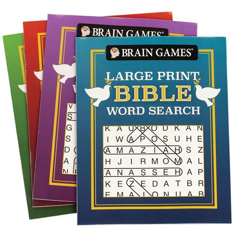 Brain Games Large Print Bible Word Search Books Set Of 4 Easy Comforts