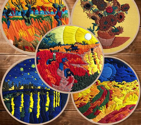 Van Gogh Painting Embroidery Kit For Beginner Modern Etsy