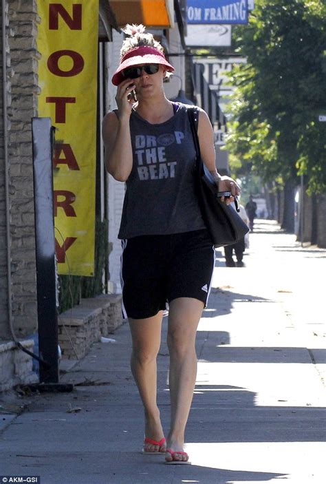 Kaley Cuoco In Slogan T Shirt And Baggy Shorts While Hitting Up The