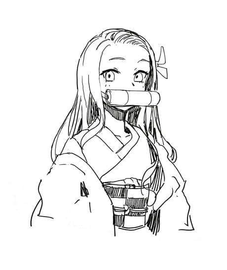 Nezuko Sketch Coloring Pages