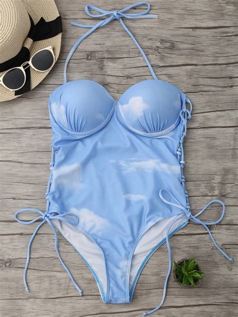 Lace Up Moulded One Piece Swimsuit Swimsuits Swimwear Fashion Women