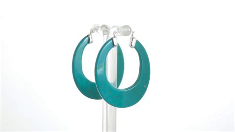 Turquoise Gemstone Round Flat Hoop Earrings Sterling Silver Dia Youtube