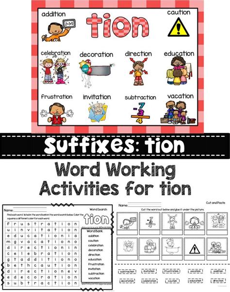 Students look at the pictures and circle the correct word. Suffixes tion- sion and cian | Suffix tion, Phonics sounds ...