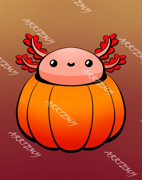 Download Axolotl Pumpkin Art Print Etsy Uk