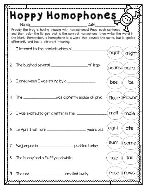 Hoppy Homophones Is A Fun Way For Students To Practice Picking The