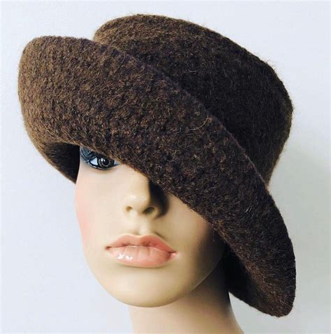Brown Felted Hat Women Handmade Felted Hat Felted Cloche Etsy Felt