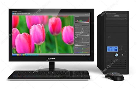 Desktop Computer With Photo Editing Software — Stock Photo © Scanrail