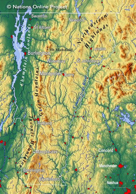 Vermont Mountain Ranges Map Map With Cities