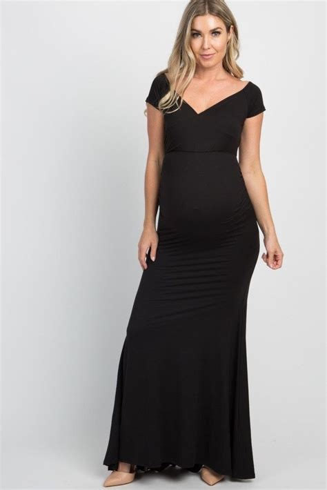 Black Fitted Maternity Midi Dresses In New Styles Fitted Maternity