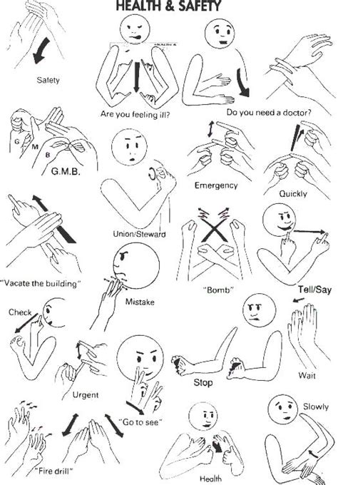 This Graphic Image Displays The Health And Safety Signs Sign Language