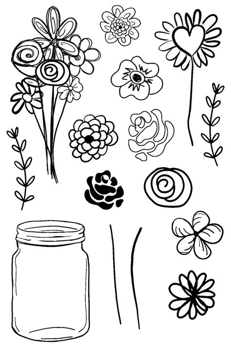 Doodle Flowers Clear Stamps Doodle Drawings Doodle Art Flowers