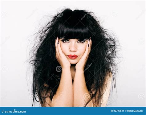 Woman With Magnificent Bushy Hair Stock Image Image Of Cute Person