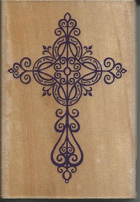 Elegant Cross Stamp New Wood Mounted By Cynthiascraftingnook Tatoo