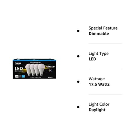 Feit Dimmable Led 5000k Daylight 4 Pack 100w Replacement 175w