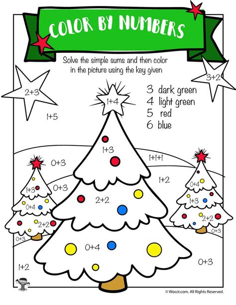 Christmas Tree Math Addition Worksheet Woo Jr Kids Activities
