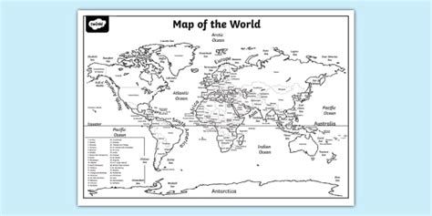 Outline Of World Map Labelling Sheet Primary Resources
